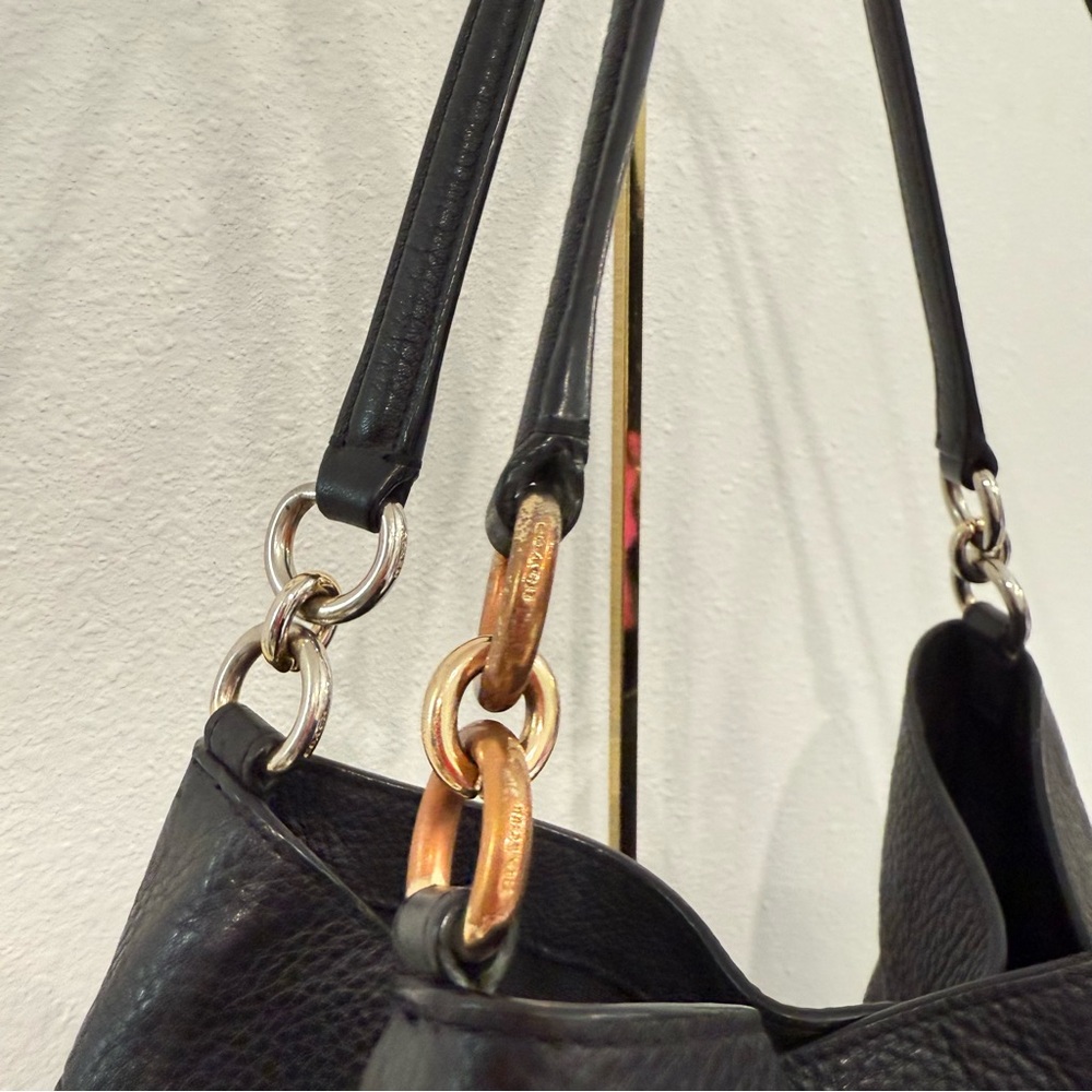 Coach Lexy Black Pebbled Leather Purse Shoulder Bag Hobo Tote F23511 - Picture 5 of 15